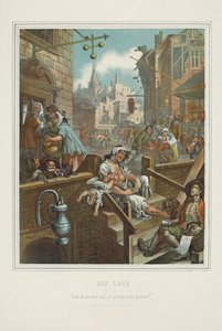 Chromolithographie de Gin Lane de William Hogarth - William (after) Hogarth