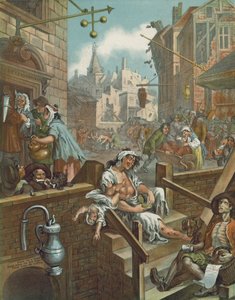 Chromolithographie de Gin Lane de William Hogarth - William (after) Hogarth