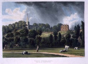 Église et école de Harrow depuis près des terrains de cricket, de 