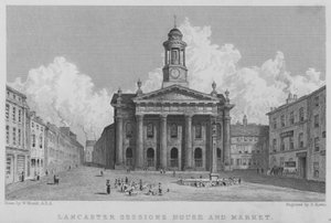 Sessions House et marché de Lancaster (gravure)