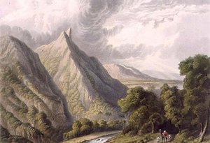 Vue dans le Bore Ghaut, gravé par T. Fielding et coloré par J.B. Hogarth