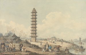 Ville de Lin Tsin, Shantung, avec vue sur le Grand Canal - William Alexander