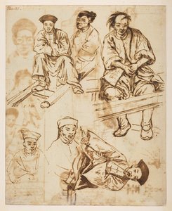 [f.57 140v Études de figures, hommes chinois. 
