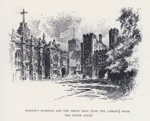 Porte de Morton et la Grande Salle (maintenant la Bibliothèque) depuis la Cour extérieure
