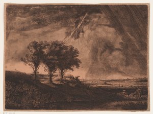 Trois arbres avec éclair - William Baillie