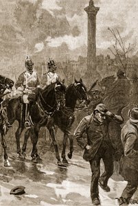 Bloody Sunday : Les gardes à cheval tenant Trafalgar Square, 1887, illustration de 