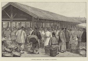 Croquis chinois, le marché de Shanghai - William Barnes Wollen