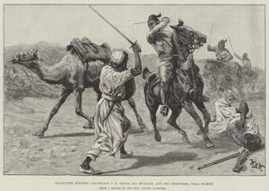 Rencontre entre le lieutenant J R Beech, 21e hussards, et deux derviches, près de Suakin - William Barnes Wollen