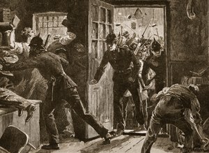 Combat à Ennis entre les membres de la Ligue nationale et la police, 1886, illustration de 