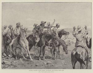 Kaffirs, tenant des chevaux de rechange, observant la bataille de loin