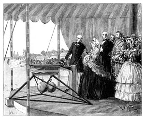 La reine Victoria tirant le premier coup de feu à Wimbledon, juillet 1860