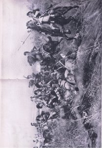 La Black Watch à la bataille de Quatre Bras, 16 juin 1815 (illustration de British Battles on Land and Sea)