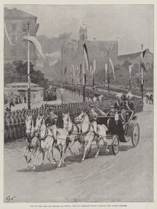 Visite du Tsar et de la Tsarine à Vienne, les deux empereurs traversant la Prater Strasse - William Barnes Wollen