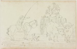 Charrette à bœufs bloquant le chemin - William Beilby