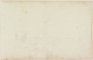 Esquisse de bateau à rames et cavalier avec ligne de chevaux - William Beilby
