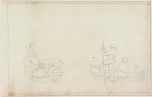 Deux bateliers, et homme et femme avec panier - William Beilby