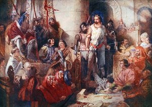 Le procès de Sir William Wallace (c.1272-1305) à Westminster, illustration de 