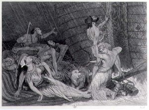 Dixième jour de pluie, épreuve pour une édition de la Bible de 1872 - William Bell Scott