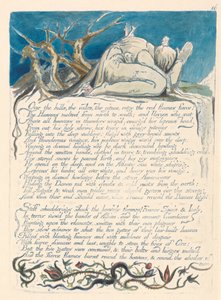 Amérique. Une prophétie, Planche 18, Par-dessus les collines - William Blake