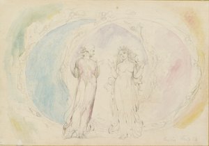 Béatrice et Dante dans les Gémeaux, au milieu des sphères de flammes, 1825-1827 - William Blake