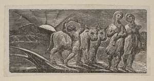 Garçon revenant joyeusement, avec charrue et bœufs, de Pastorales de Virgile de Thornton, 1821 - William Blake