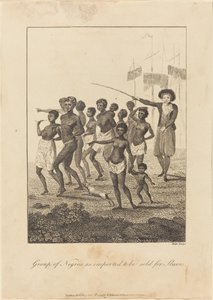 Groupe de personnes noires, importées pour être vendues comme esclaves - William Blake