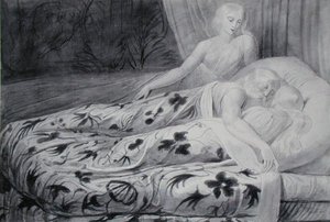 Har et Heva endormis avec Mnetha les gardant, illustration de 