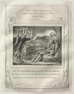 Le Livre de Job : No. 7, Et quand ils levèrent les yeux de loin et ne le reconnurent pas..., 1825 - William Blake