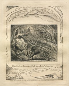 Le Livre de Job: Pl. 13, Alors le Seigneur répondit à Job du tourbillon, 1825 - William Blake