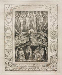 Le Livre de Job : Pl. 14, Quand les étoiles du matin chantaient ensemble, et que tous les / fils de Dieu poussaient des cris de joie - William Blake