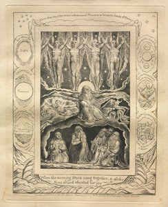 Le Livre de Job : Pl. 14, Quand les Étoiles du matin chantaient ensemble, et tous les Fils de Dieu poussaient des cris de joie - William Blake