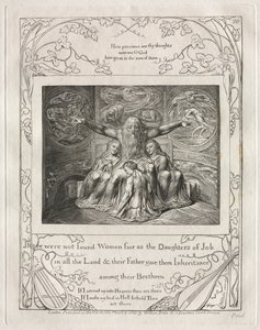 Le Livre de Job : Pl. 20, Il ne se trouva pas de femmes aussi belles que les filles de Job dans tout le pays - William Blake