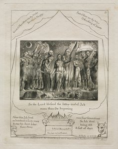 Le Livre de Job : Pl. 21, Ainsi le Seigneur bénit la fin de Job plus que le début, 1825 - William Blake