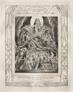 Le Livre de Job : Pl. 2, Quand le Tout-Puissant était encore avec moi, Quand mes enfants..., 1825 - William Blake
