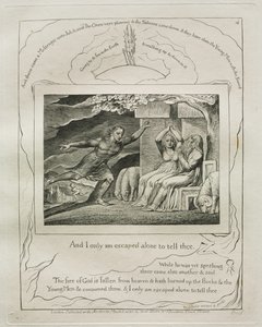 Le Livre de Job : Pl. 4, Et je suis seul échappé pour te le dire, 1825 - William Blake