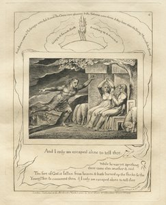Le Livre de Job : Pl. 4, Et je suis seul échappé pour te le dire, 1825 - William Blake
