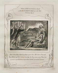 Le Livre de Job : Pl. 7, Et quand ils levèrent les yeux de loin et ne le reconnurent pas, ils élevèrent la voix et pleurèrent - William Blake