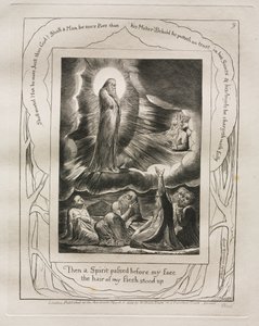 Le Livre de Job : Pl. 9, Alors un Esprit passa devant mon visage, les poils de ma chair se dressèrent, 1825 - William Blake