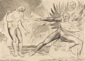 Le cercle des fonctionnaires corrompus, les diables tourmentant Ciampolo - William Blake