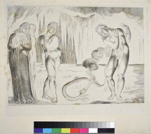Le Cercle des Voleurs : Buoso Donati attaqué par le Serpent, Enfer, Chant XXV, illustration de la 