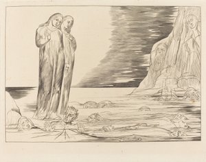 Le Cercle des Traîtres; Le Pied de Dante Frappant Bocca degli Abbate - William Blake