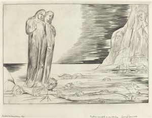 Le cercle des traîtres, le pied de Dante frappant Bocca degli Abbate - William Blake