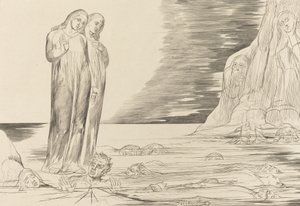 Le Cercle des Traîtres, le Pied de Dante Frappant Bocca degli Abbate - William Blake