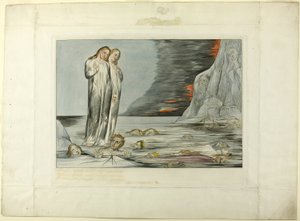 Le cercle des traîtres ; le pied de Dante frappe la Bocca degli Abbate. Enfer, chant XXXII - William Blake