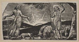 Thenot réprimande Colinet, des Pastorales de Virgile de Thornton, 1821 - William Blake