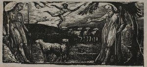 Thenot réprimande Colinet, Lightfoot en arrière-plan, des Pastorales de Virgile - William Blake