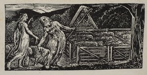 Thenot et Colinet mènent leurs troupeaux ensemble, de Pastorales de Virgile de Thornton, 1821 - William Blake