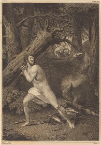 Orlando en furie arrachant des arbres - William Blake after Thomas Stothard