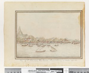 Opp. p. 37. `Ville de St. Sebastians, Rio Janeiro: Sirius et convoi à l