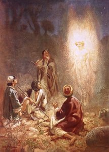 Un ange annonçant aux bergers de Bethléem la naissance de Jésus